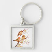 Kute Little Waterverf Sparrow Garden Birds Sleutelhanger (Voorkant)