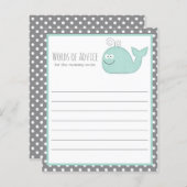Kute Little Whale Advice Baby shower Game / Aqua (Voorkant / Achterkant)