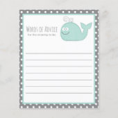 Kute Little Whale Advice Baby shower Game / Aqua (Voorkant)
