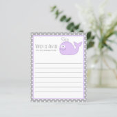 Kute Little Whale Advice Baby shower Game / Paars (Staand voorkant)