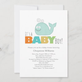Kute Little Whale Baby shower Invitation / Boy Kaart