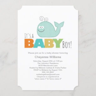 Kute Little Whale Baby shower Invitation / Boy Kaart
