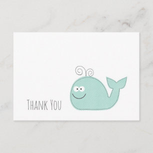 Kute Little Whale Dank je Flat Card / Aqua Bedankkaart