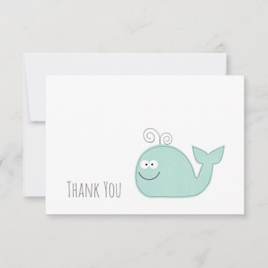 Kute Little Whale Dank je Flat Card / Aqua Bedankkaart (Voorkant)