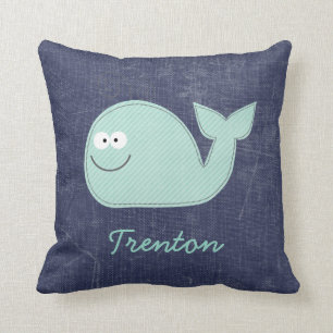 Kute Little Whale Personalised Baby Name Pillow Kussen