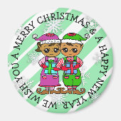 Kute Little Whimsical Elves kerst Magneet (Voorkant)