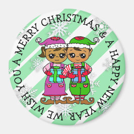 Kute Little Whimsical Elves kerst Magneet