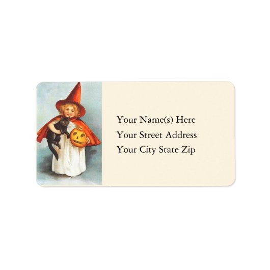 Kute Little Witch met Black Cat Address Label (Voorkant)