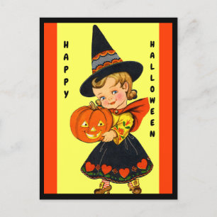 Kute Little Witch, Mooie Halloween  Briefkaart