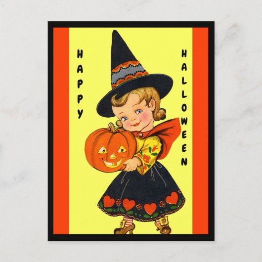 Kute Little Witch, Mooie Halloween  Briefkaart (Voorkant)