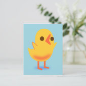 Kute Little Yellow Baby Chicken on Blue Briefkaart (Staand voorkant)