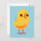 Kute Little Yellow Baby Chicken on Blue Briefkaart (Voorkant / Achterkant)