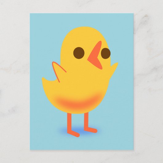 Kute Little Yellow Baby Chicken on Blue Briefkaart (Voorkant)