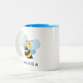 Kute Little YELLOW BEE Personalized Tweekleurige Koffiemok (Voorkant links)