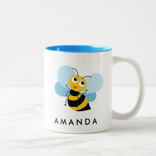 Kute Little YELLOW BEE Personalized Tweekleurige Koffiemok (Rechts)