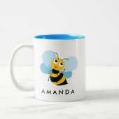 Kute Little YELLOW BEE Personalized Tweekleurige Koffiemok (Links)