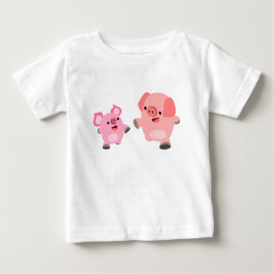 Kute lopende Cartoon Varkens Baby T-Shirt