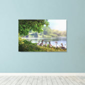 Kute lot van het bos van het geese meer canvas afdruk (Insitu (Houten vloer))