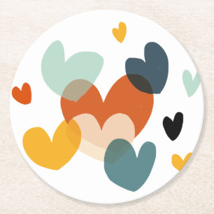 Kute Love Heart Drawing Heart Heart Kunstkunst Des Ronde Kartonnen Onderzetter