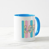 Kute Love Quote Pastel Roze Geel Blauw Ontwerp Mok (Voorkant rechts)