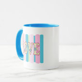 Kute Love Quote Pastel Roze Geel Blauw Ontwerp Mok (Voorkant links)