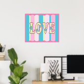 Kute Love Quote Pastel Roze Geel Blauw Ontwerp Poster (Thuiskantoor)