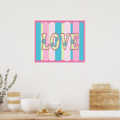 Kute Love Quote Pastel Roze Geel Blauw Ontwerp Poster (Keuken)