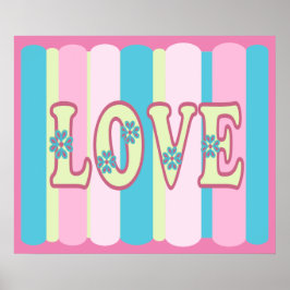 Kute Love Quote Pastel Roze Geel Blauw Ontwerp Poster