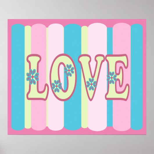 Kute Love Quote Pastel Roze Geel Blauw Ontwerp Poster (Voorkant)