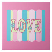 Kute Love Quote Pastel Roze Geel Blauw Ontwerp Tegeltje (Voorkant)