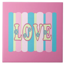 Kute Love Quote Pastel Roze Geel Blauw Ontwerp Tegeltje