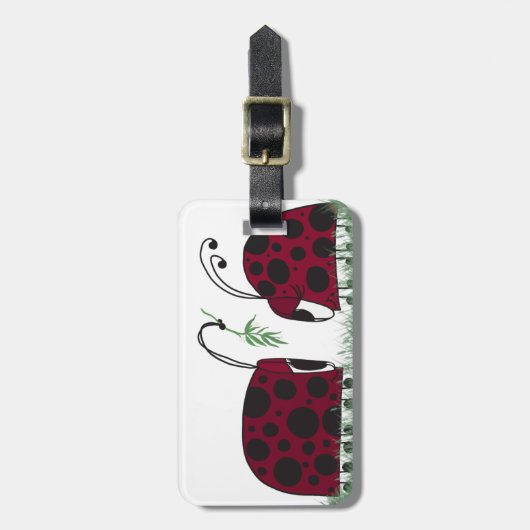 Kute luibugs en mistletoe bagagelabel (Voorkant verticaal)