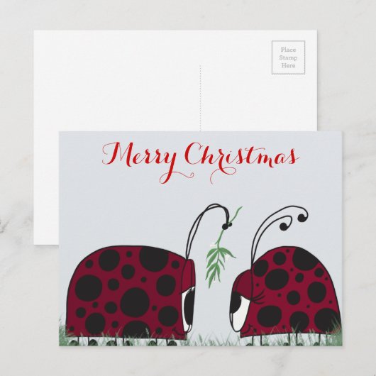 Kute luibugs en mistletoe briefkaart (Voorkant / Achterkant)