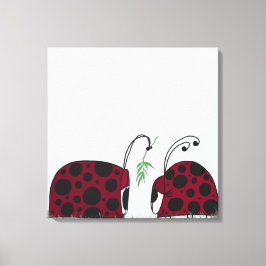 Kute luibugs en mistletoe canvas afdruk