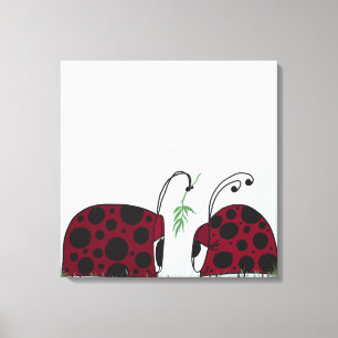 Kute luibugs en mistletoe canvas afdruk