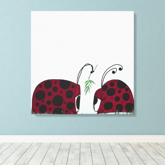 Kute luibugs en mistletoe canvas afdruk (Insitu (Houten vloer))