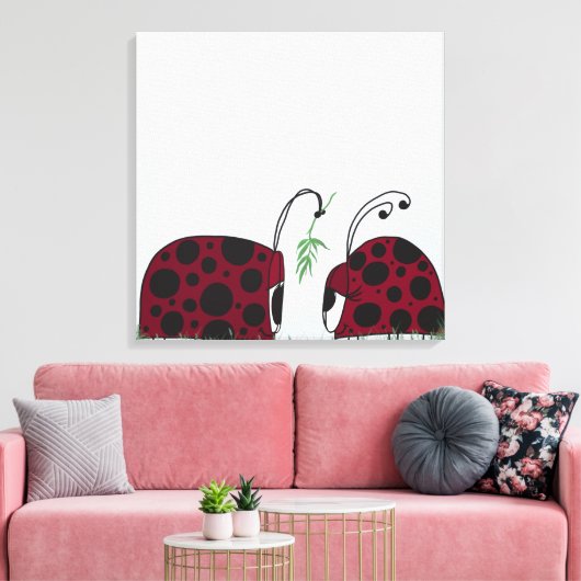 Kute luibugs en mistletoe canvas afdruk (Insitu (Woonkamer))