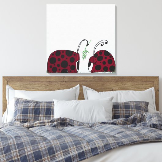 Kute luibugs en mistletoe canvas afdruk (Insitu (Slaapkamer))