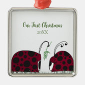 Kute luibugs en mistletoe metalen ornament (Voorkant)