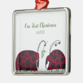 Kute luibugs en mistletoe metalen ornament (Links)