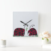 Kute luibugs en mistletoe vierkante klok (Huis)