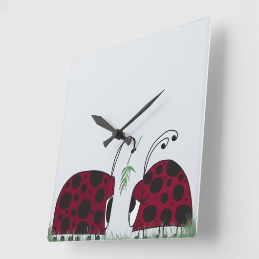 Kute luibugs en mistletoe vierkante klok (Hoek)