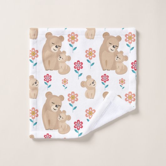 Kute luienmoeder met baby Moederdag Bad Handdoek (Wasdoekje)