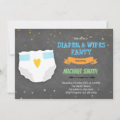 Kute luier en veeg doucheuitnodiging af feestdagenkaart (Voorkant)