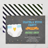 Kute luier en veeg doucheuitnodiging af feestdagenkaart (Voorkant / Achterkant)