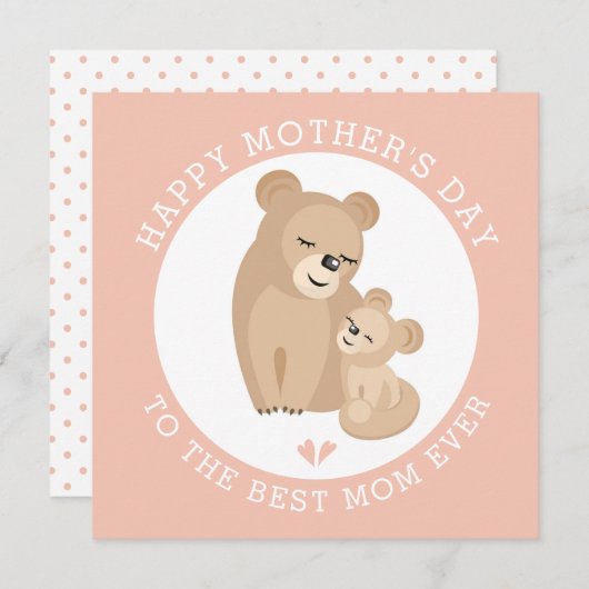 Kute luiermoeder en baby roze Moederdag Feestdagenkaart (Voorkant / Achterkant)