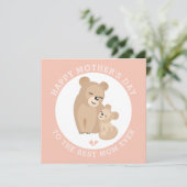Kute luiermoeder en baby roze Moederdag Feestdagenkaart (Staand voorkant)