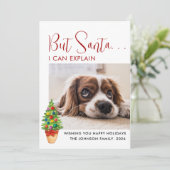 Kute maar Santa... Ik kan uitleggen| Groen| Pet Fo Feestdagenkaart (Staand voorkant)