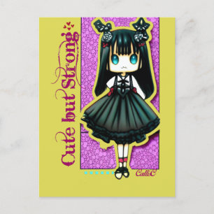 Kute maar sterk - Lolly Gothic Girl van CallisC T- Briefkaart