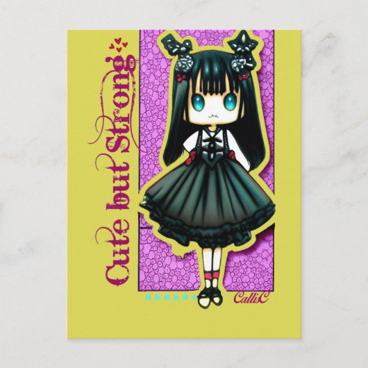 Kute maar sterk - Lolly Gothic Girl van CallisC T- Briefkaart (Voorkant)